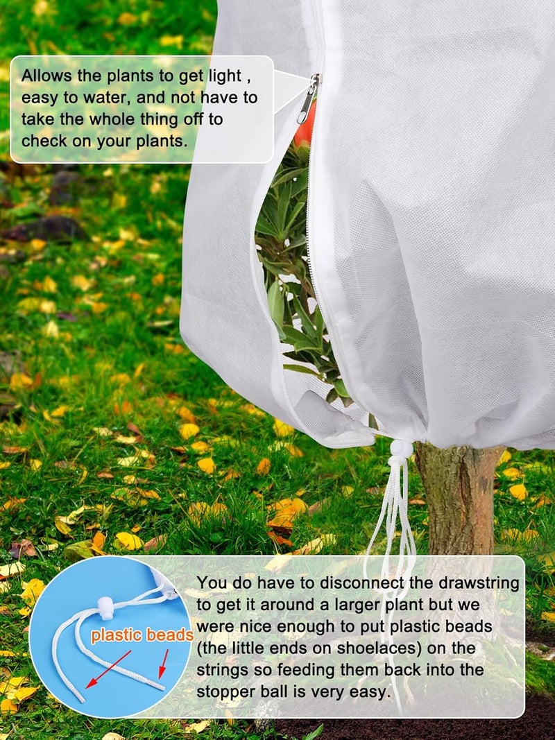 Abimars Thicker Plant Covers Freeze Protection Jacket 2.36 oz/yd², 6.6'x6.6' Reusable Winter Plant Covers with Drawstring & Zipper, 2 Pack Light, Porous Fabric for Plant Breathing - Image 4
